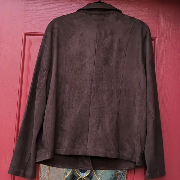Macy's Style & Co. Faux Suede Women's Moto Jacket - Chocolate Brown - Picture 4 of 7